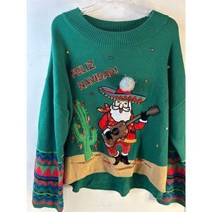 Holiday Time Green Felix Navidad Christmas guitar 3D peppers xl 16/18 new sequin